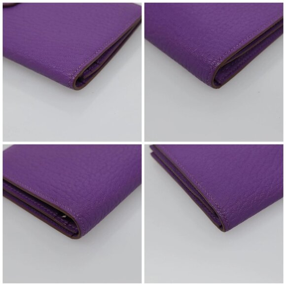 HERMES Bean Soufflé Wallet Shave Purple Auth yk19464V - Picture 14 of 16